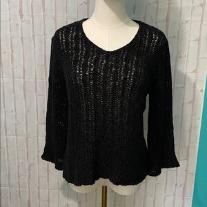 Color Works Trumpet Sleeve Cable Knit Sweater size PL